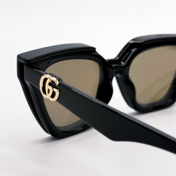 NEW GUCCI GG1542S 001 CAT EYE BLACK BROWN/CLEAR WOMEN SUNGLASSES GUCCI - Picture 12 of 16